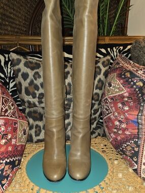 Vince Tan Women's Leather Boho Retro Tall OTK Boot